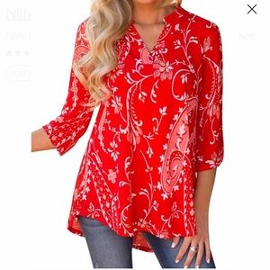 BOGO💕Women’s Orange Paisley Floral Print Blouse